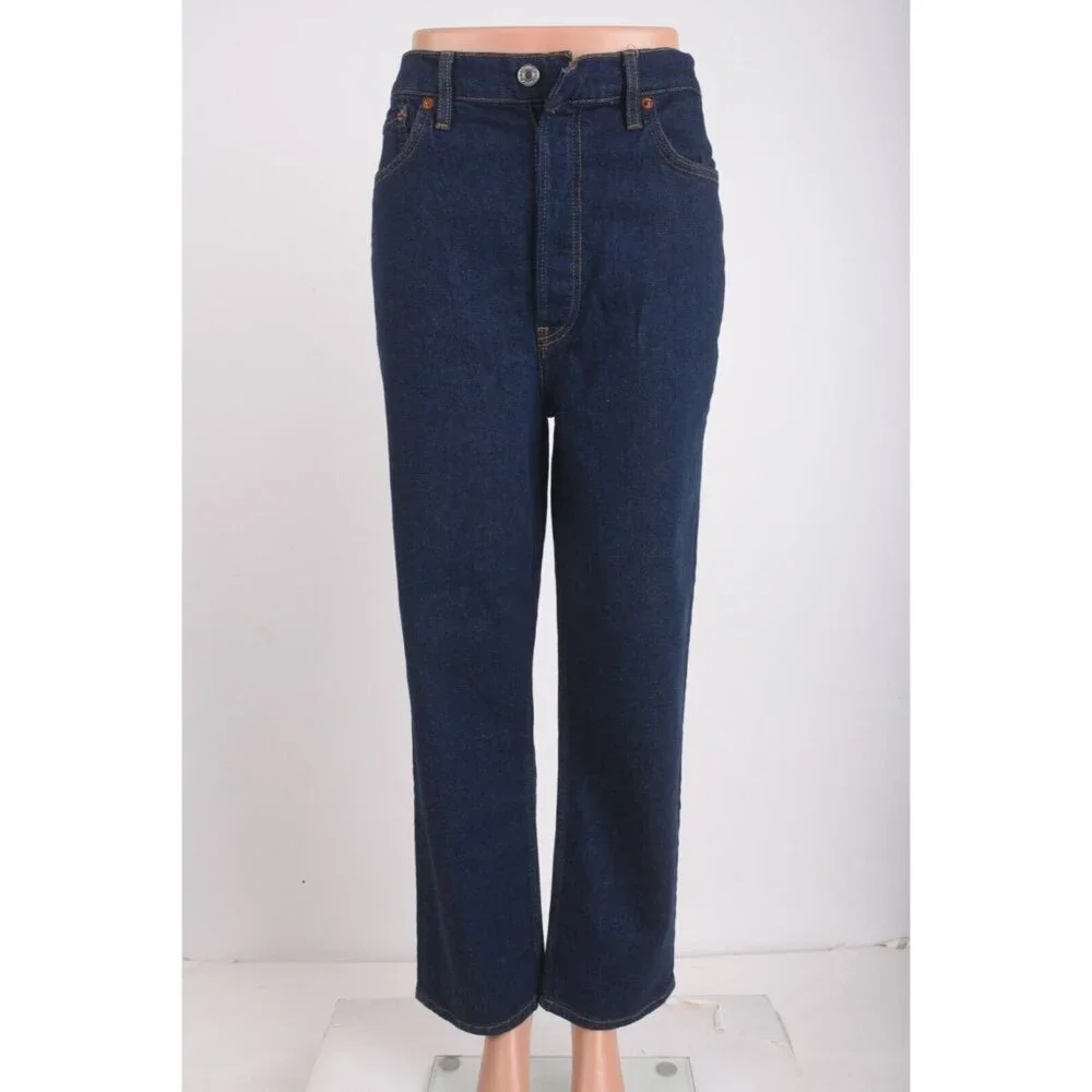 Re/Done Womens Jeans Stove Pipe straight leg Sz 30 Blue 70s Ultra High Rise NWT